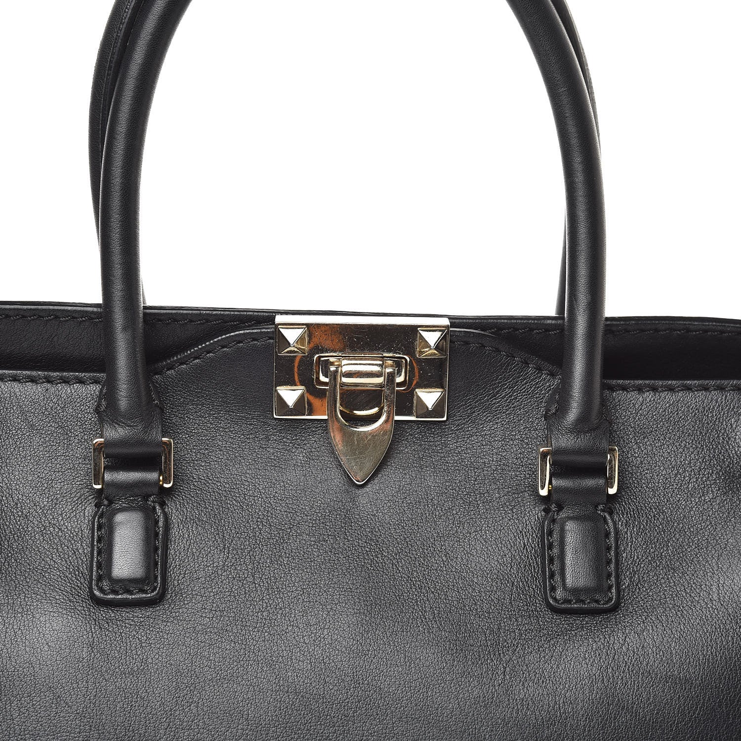 Valentino Garavani Vitello Small Rockstud Double Handle Tote Black 10 of 12