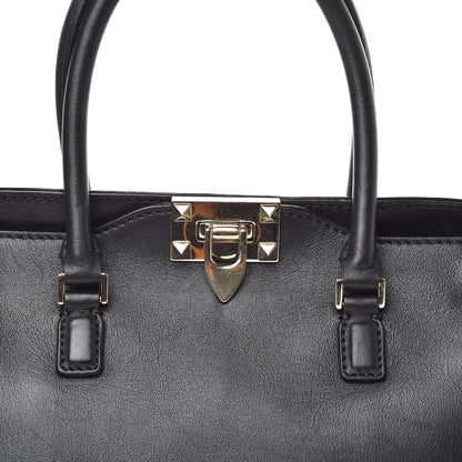 Valentino Garavani Vitello Small Rockstud Double Handle Tote Black 10 of 12