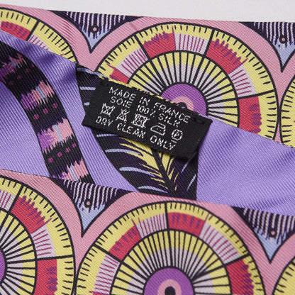 Hermes Silk Savana Dance Twilly Mauve Jaune Rose 5 of 6