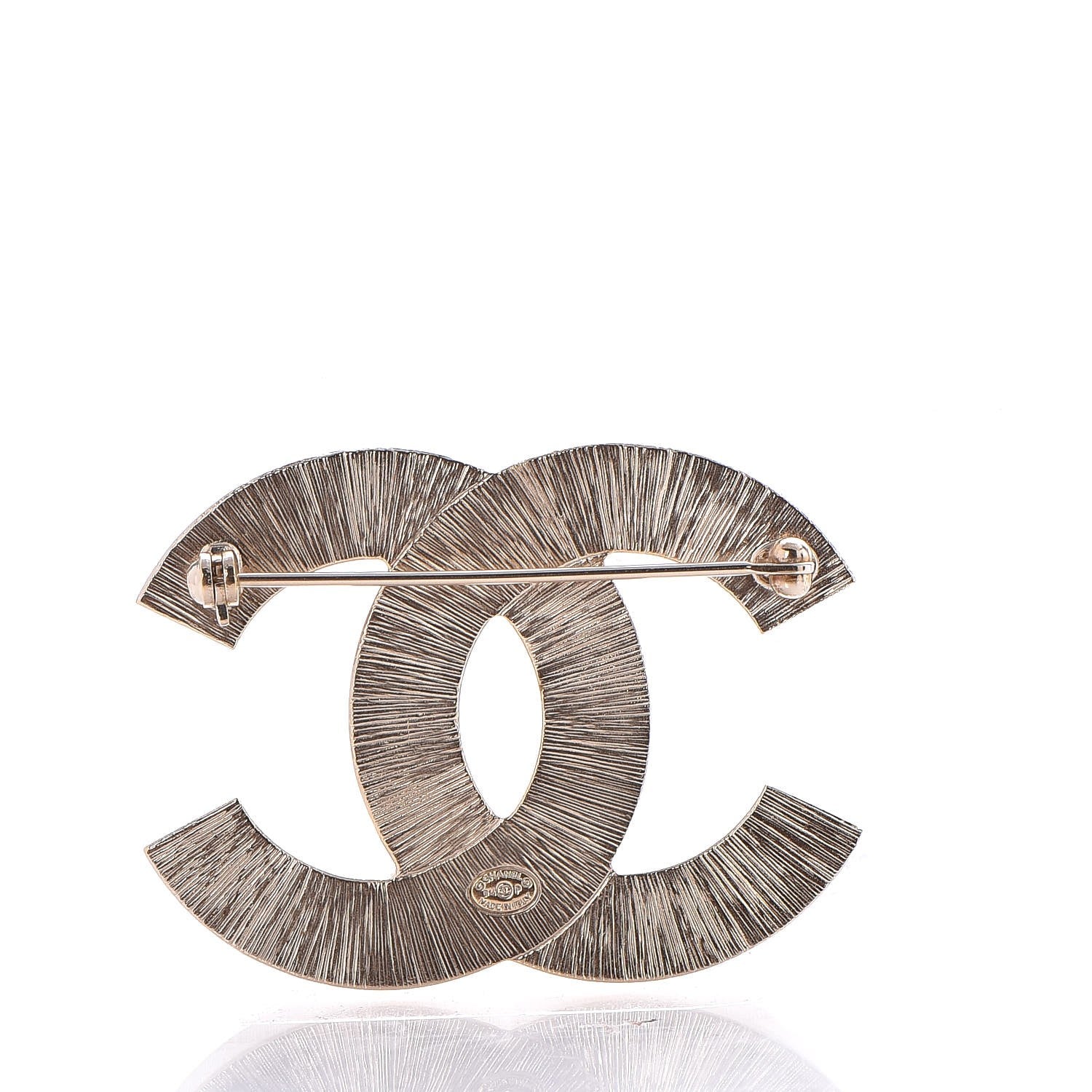 Chanel Metal Quilted CC Brooch Silver Gold 3 of 5