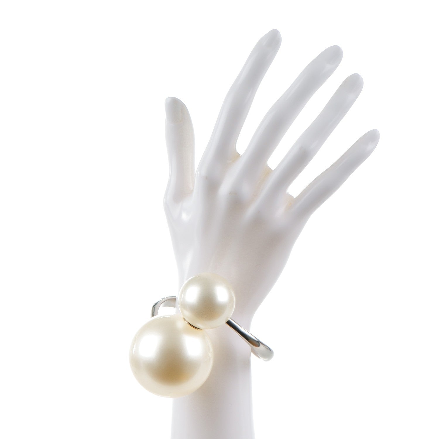 Chanel Double Pearl Cuff Silver 2 of 8