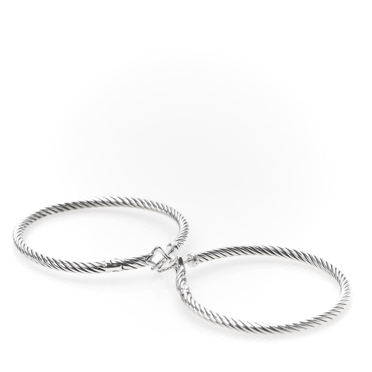 David Yurman Sterling Silver Medium Cable Classics Hoop Earrings 5 of 5