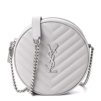 Saint Laurent Grain De Poudre Matelasse Chevron Quilted Round Vinyle Camera Bag Souris 1 of 10