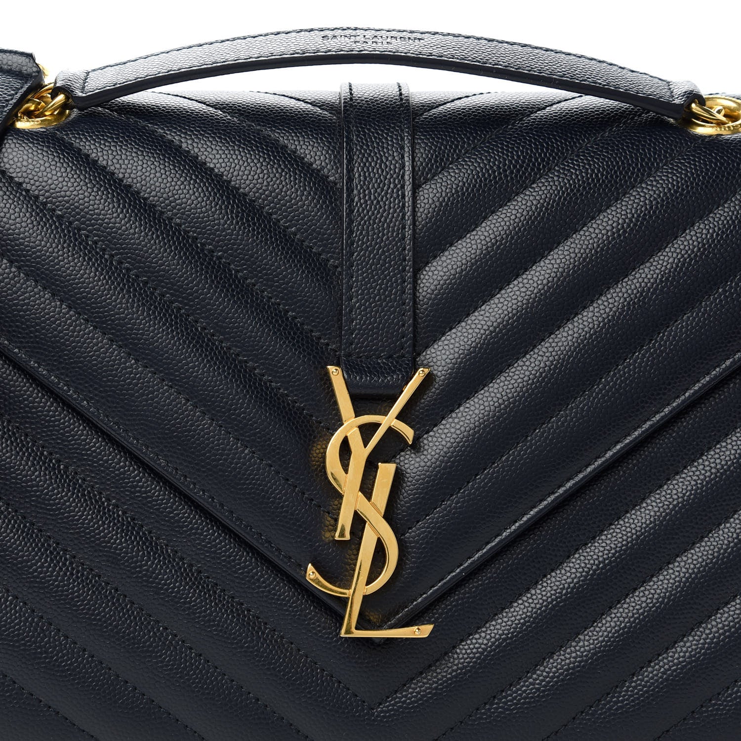 Saint Laurent Grain De Poudre Matelasse Chevron Medium Monogram Satchel Black 10 of 10