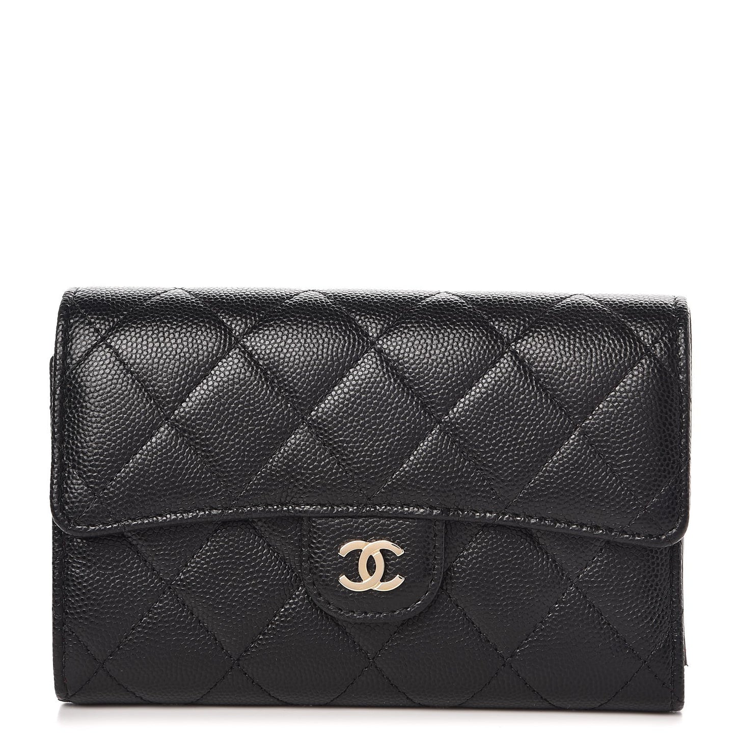 Caviar Quilted Medium Flap Wallet Black