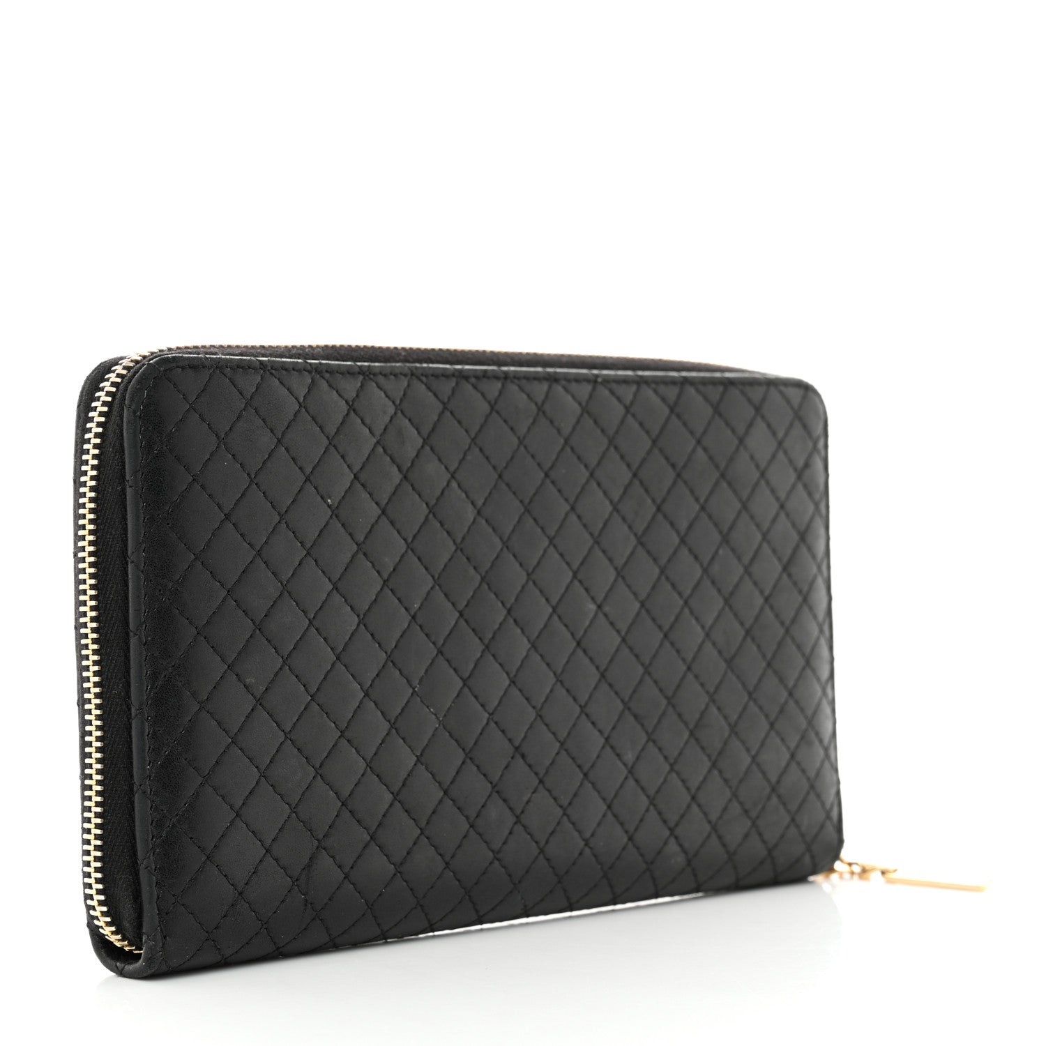 Chanel Lambskin Quilted Camellia Zip Around Organizer Wallet Black 2 of 10