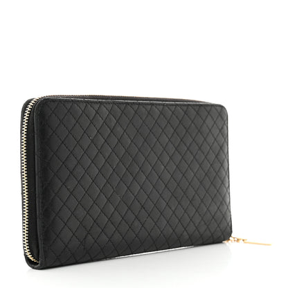 Chanel Lambskin Quilted Camellia Zip Around Organizer Wallet Black 2 of 10