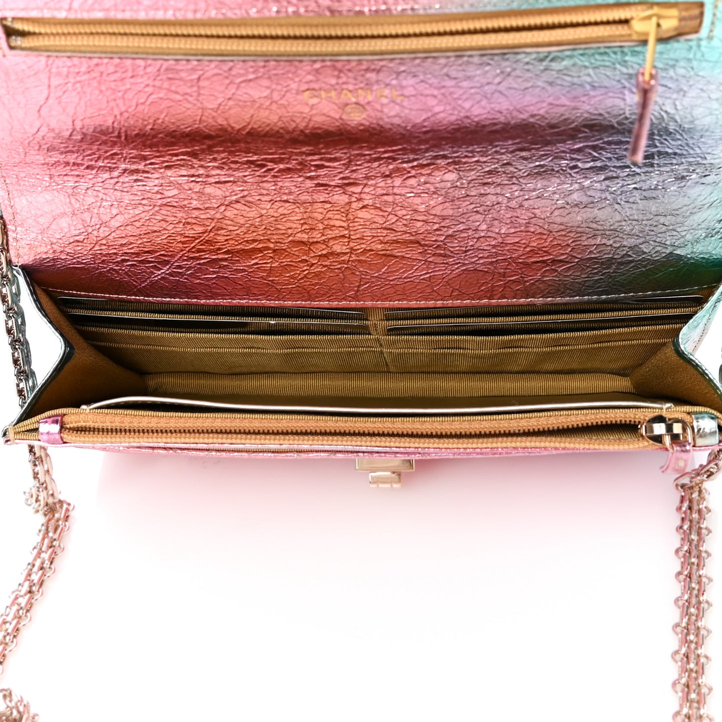 Metallic Goatskin Quilted 2.55 Reissue Wallet on Chain WOC Multicolor