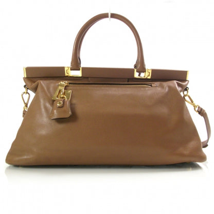Prada Vitello Leather Medium Frame Tote Camel 1 of 11