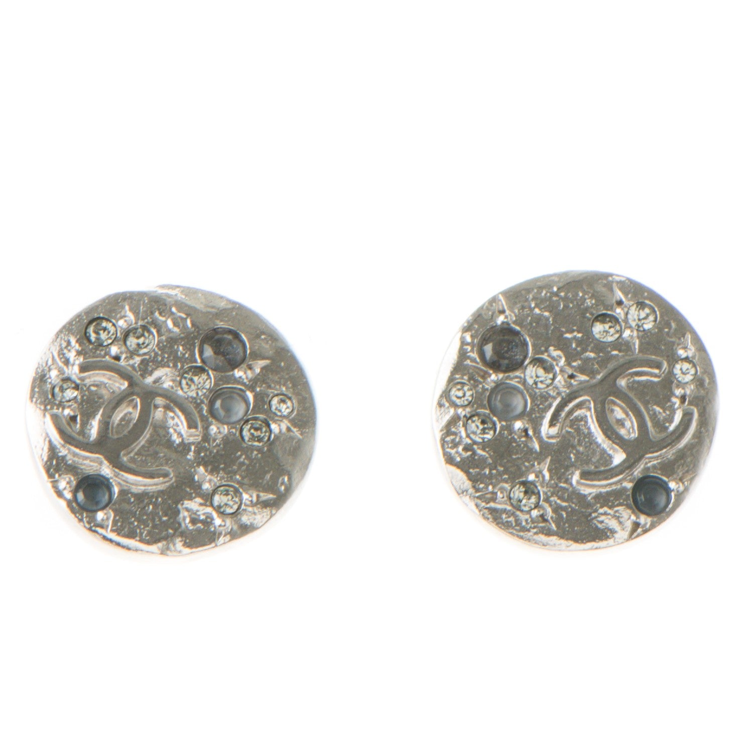 Chanel Crystal CC Earrings Silver 1 of 5