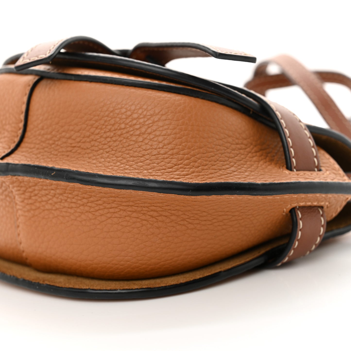 Grained Calfskin Mini Gate Crossbody Bag Caramel Pecan