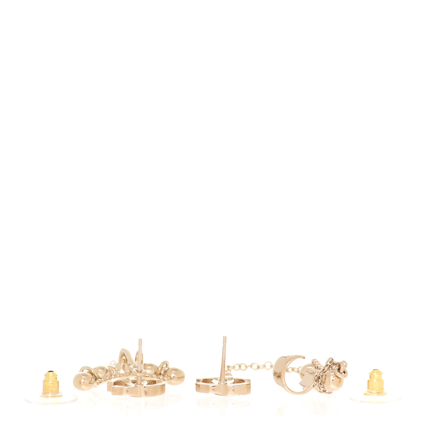 Metal Crystal CC Chain Cuff Earrings Gold