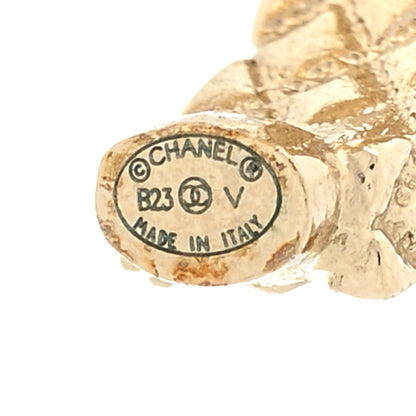 Chanel Metal Crystal Quilted CC Hoop Earrings Gold 4 of 5