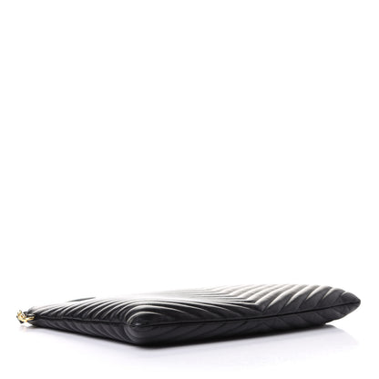 Saint Laurent Calfskin Matelasse Chevron Monogram Document Holder Black 4 of 8