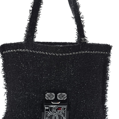 Chanel Tweed Resin Strass Large Robot Shopping Bag Black 7 of 9