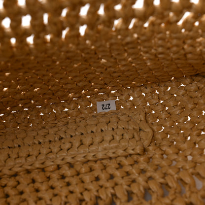 Prada Yarn Raffia Effect Crochet Logo Embroidered Shopping Tote Bag Naturale 7 of 9