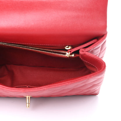 Chanel Caviar Quilted Small Coco Handle Flap Red 5 of 11
