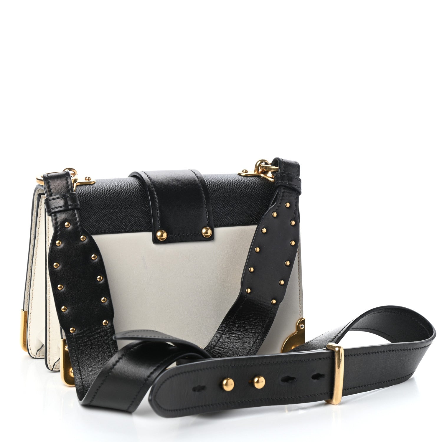 Prada City Calf Saffiano Cahier Bag Talco Black 3 of 9
