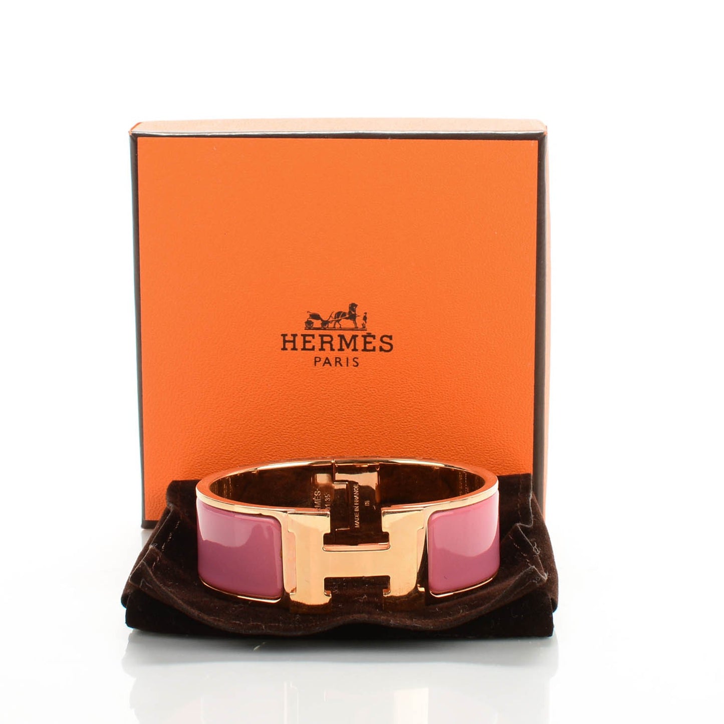 Enamel Wide Clic Clac H Bracelet PM Rose Velours