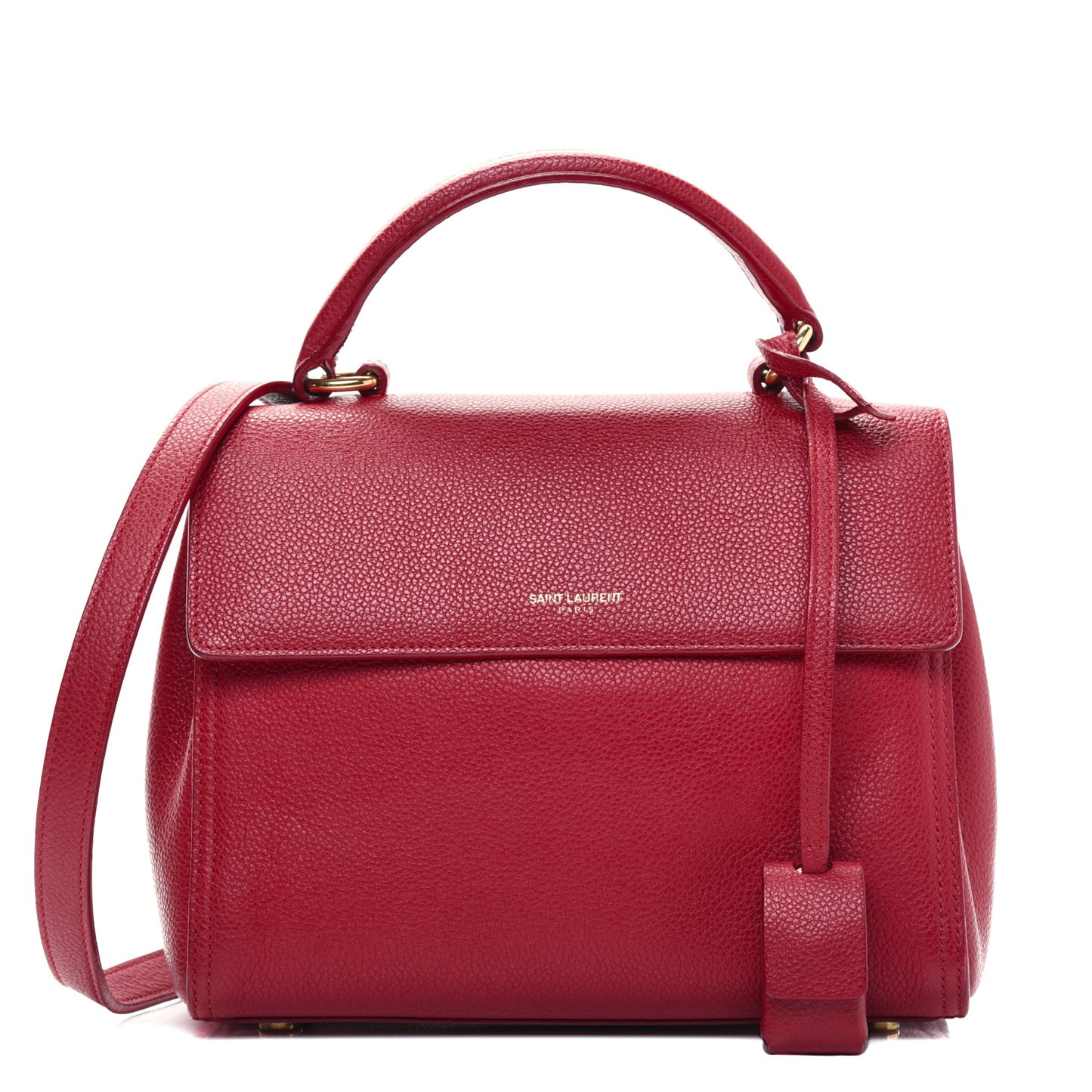 Grained Calfskin Small Moujik Top Handle Bag Red