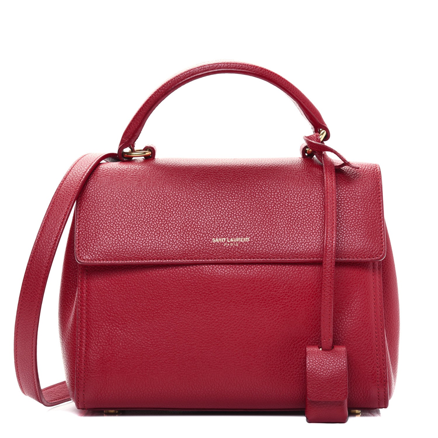 Saint Laurent Grained Calfskin Small Moujik Top Handle Bag Red 1 of 24