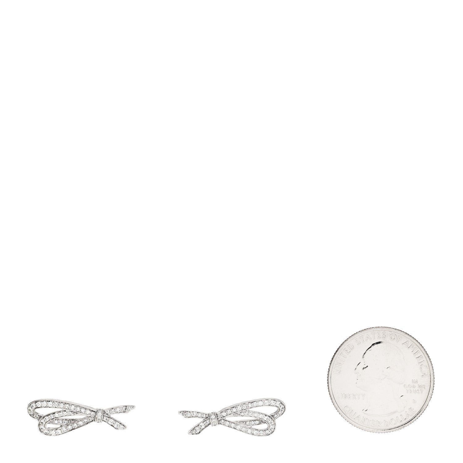 Tiffany 18K White Gold Diamond Bow Earrings 2 of 5