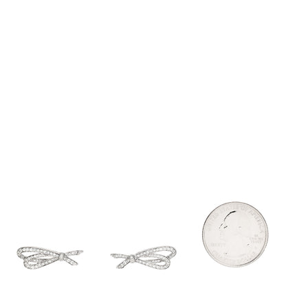 Tiffany 18K White Gold Diamond Bow Earrings 2 of 5