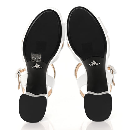 Prada Vernice Saffiano Embossed Crisscross Platform 20/65mm Sandals 37 White 5 of 10