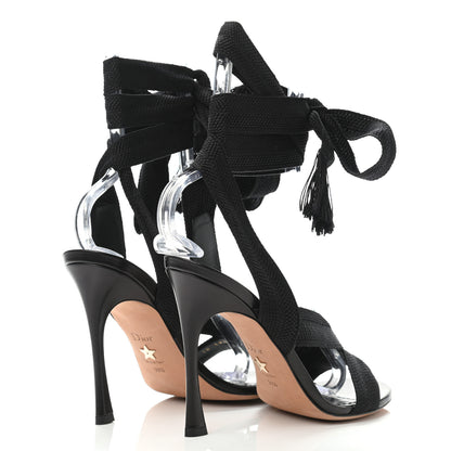 Christian Dior Canvas Ankle Wrap Sandals 39.5 Black 3 of 4