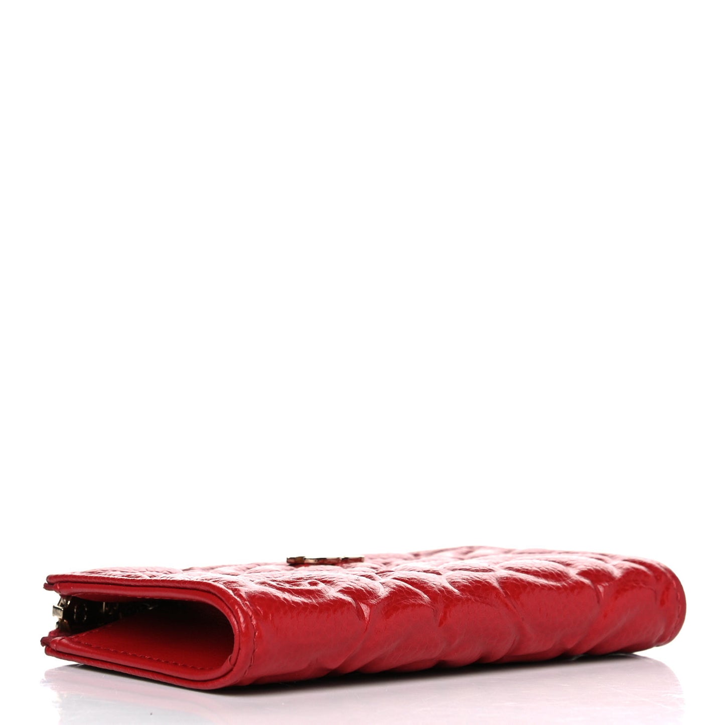 Caviar Camellia Embossed Key Holder Case Red