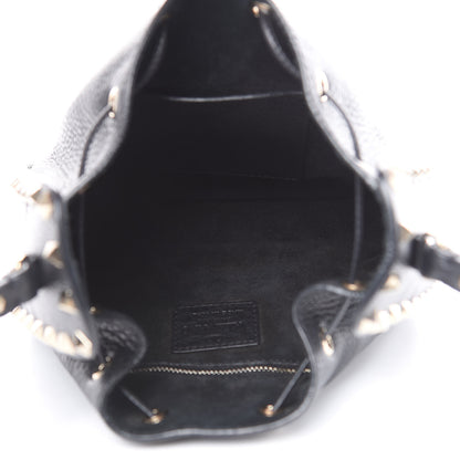 Valentino Garavani Grained Calfskin Rockstud Bucket Bag Black 5 of 9