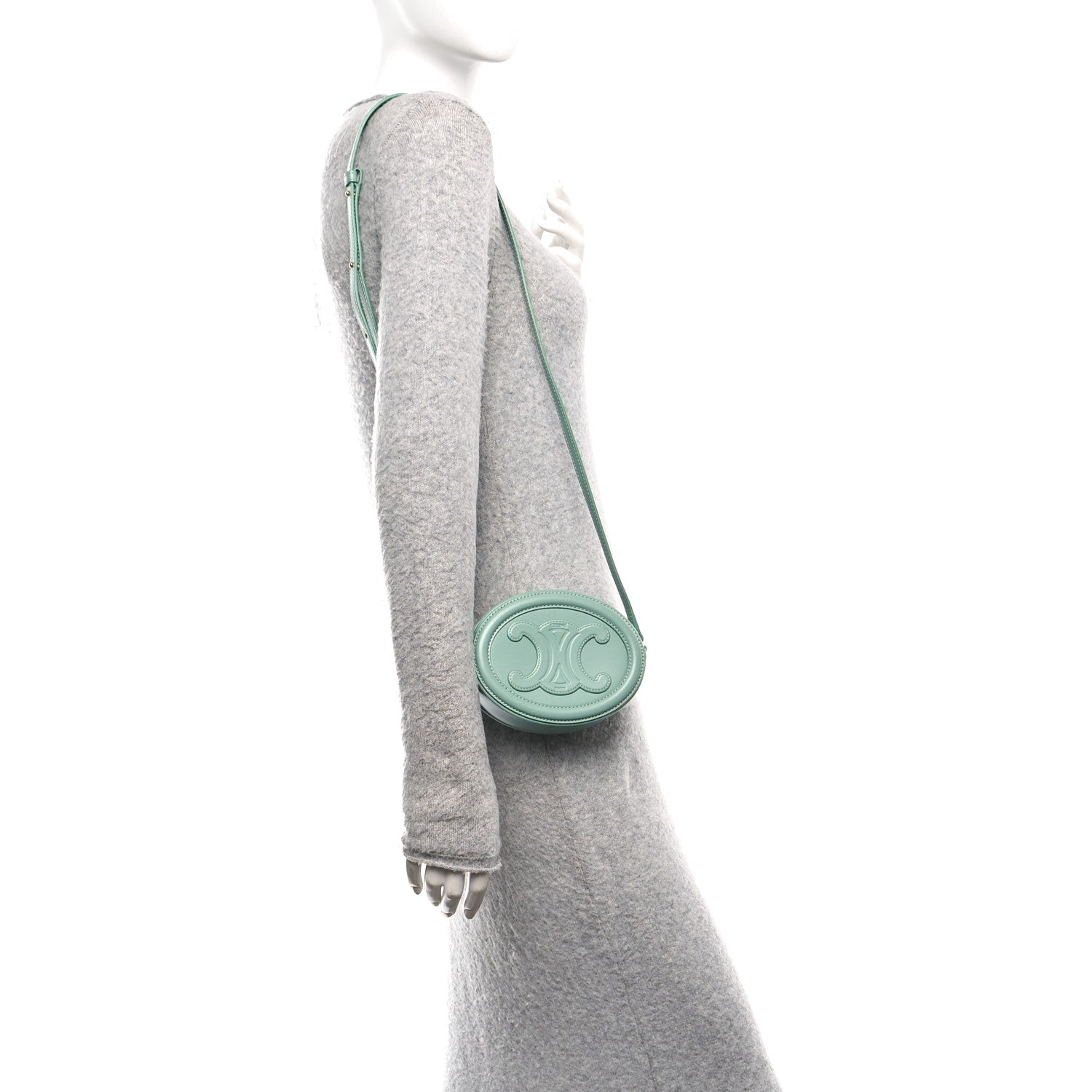 Celine Smooth Calfskin Cuir Small Triomphe Oval Crossbody Purse