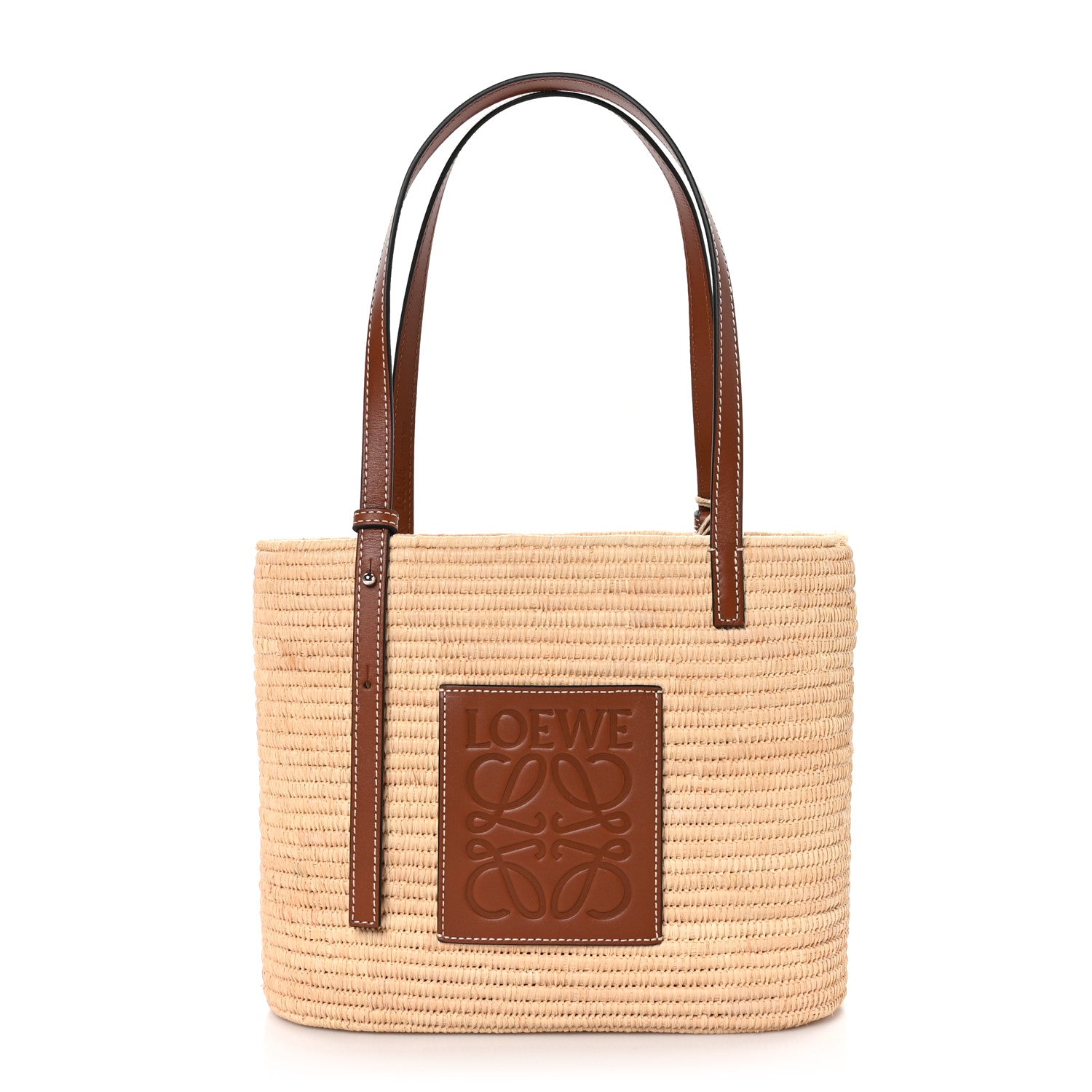 Loewe Raffia Small Square Basket Tote Bag Natural Pecan 1 of 9