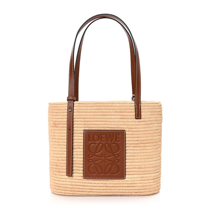 Loewe Raffia Small Square Basket Tote Bag Natural Pecan 1 of 9