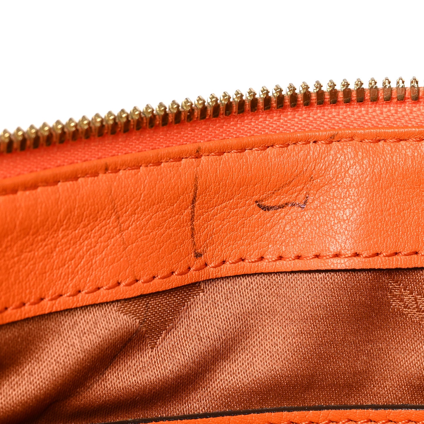 Visetos Calfskin Zip Pouch Cognac Orange