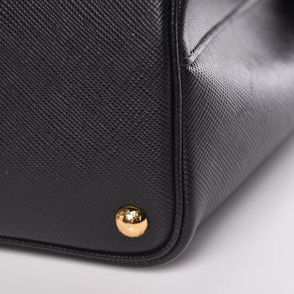 Prada Saffiano Cuir Large Double Bag Black Fuoco 13 of 14