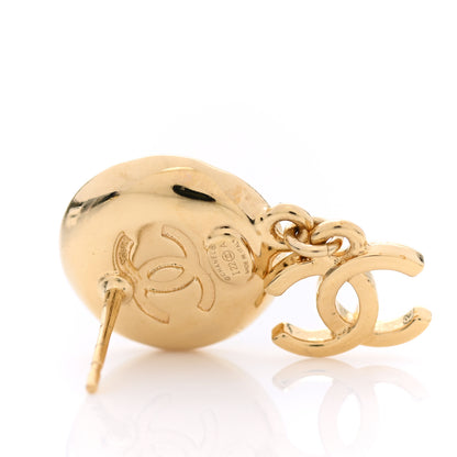 Chanel Metal Lambskin Camellia CC Drop Earrings Gold Black 4 of 4