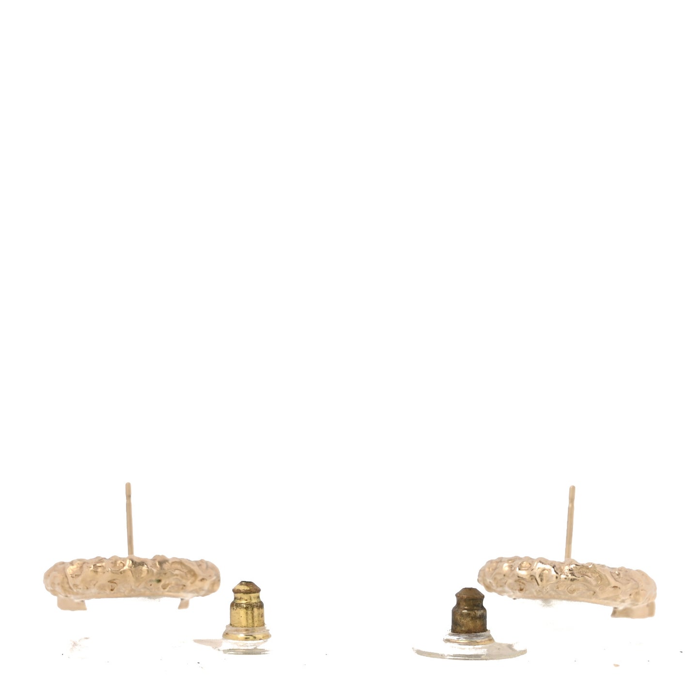Crystal Pearl Textured CC Round Drop Earrings Gold