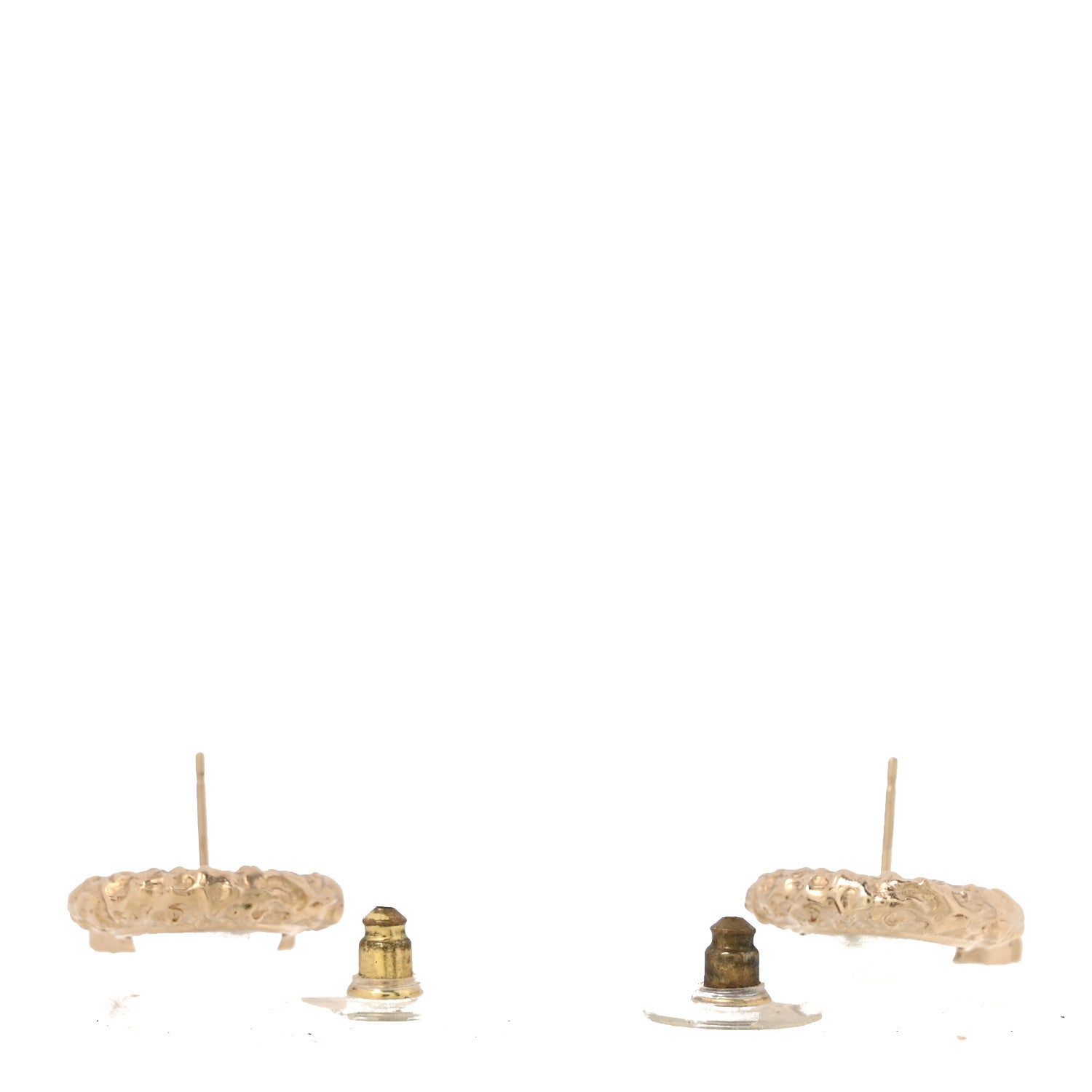 Chanel Crystal Pearl Textured CC Round Drop Earrings Gold 3 of 5