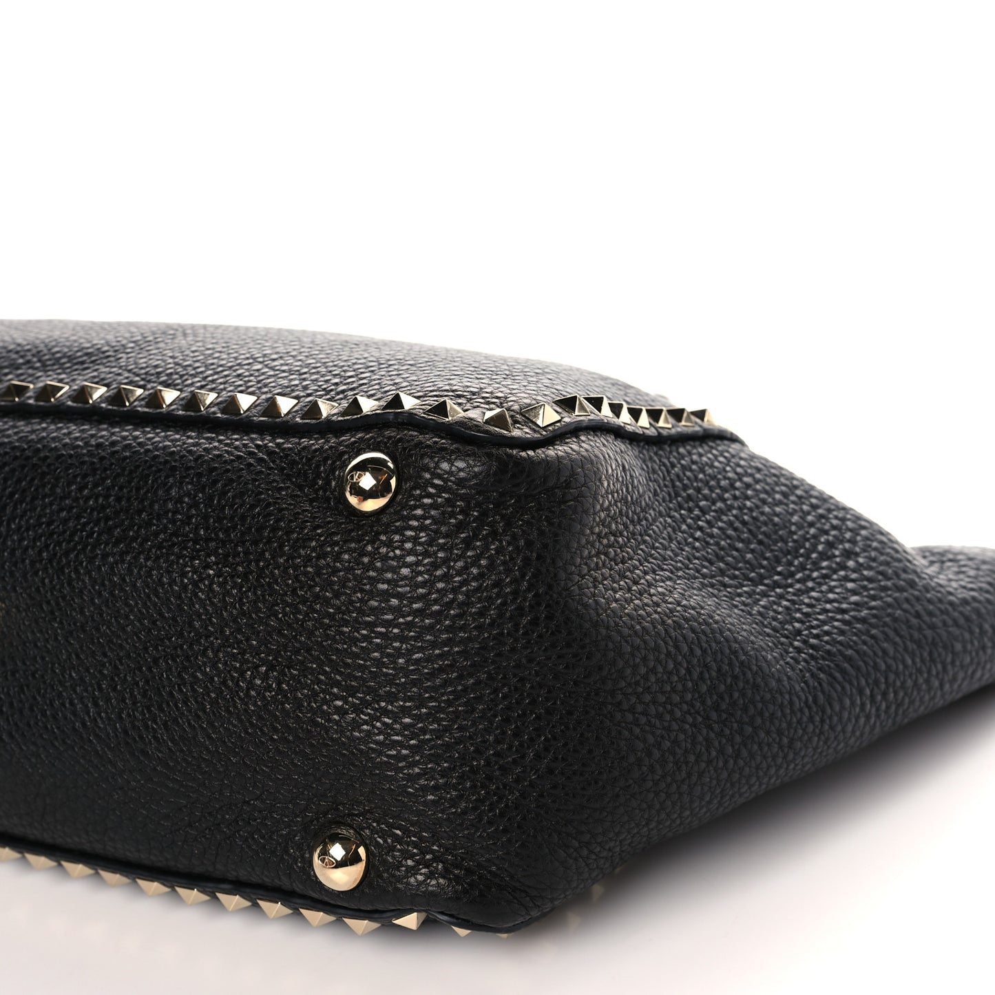 Pebbled Calfskin Medium Rockstud Tote Black