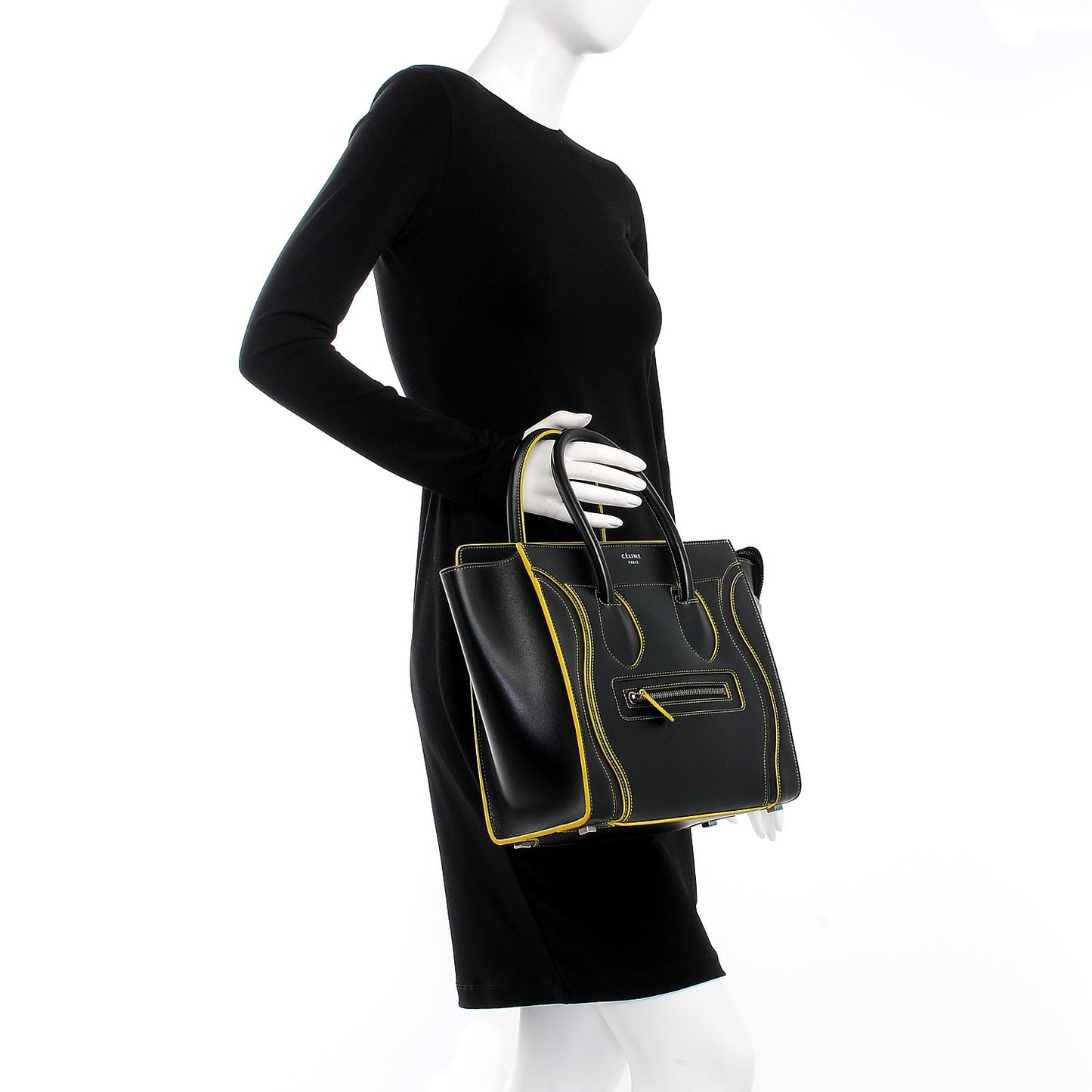 Satin Calfskin Debossed Micro Luggage Black