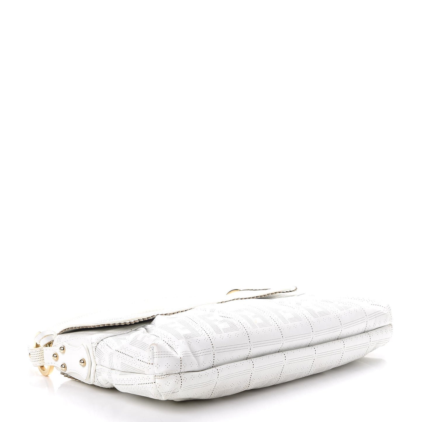Calfskin Perforated Small Chef Shoulder Bag White