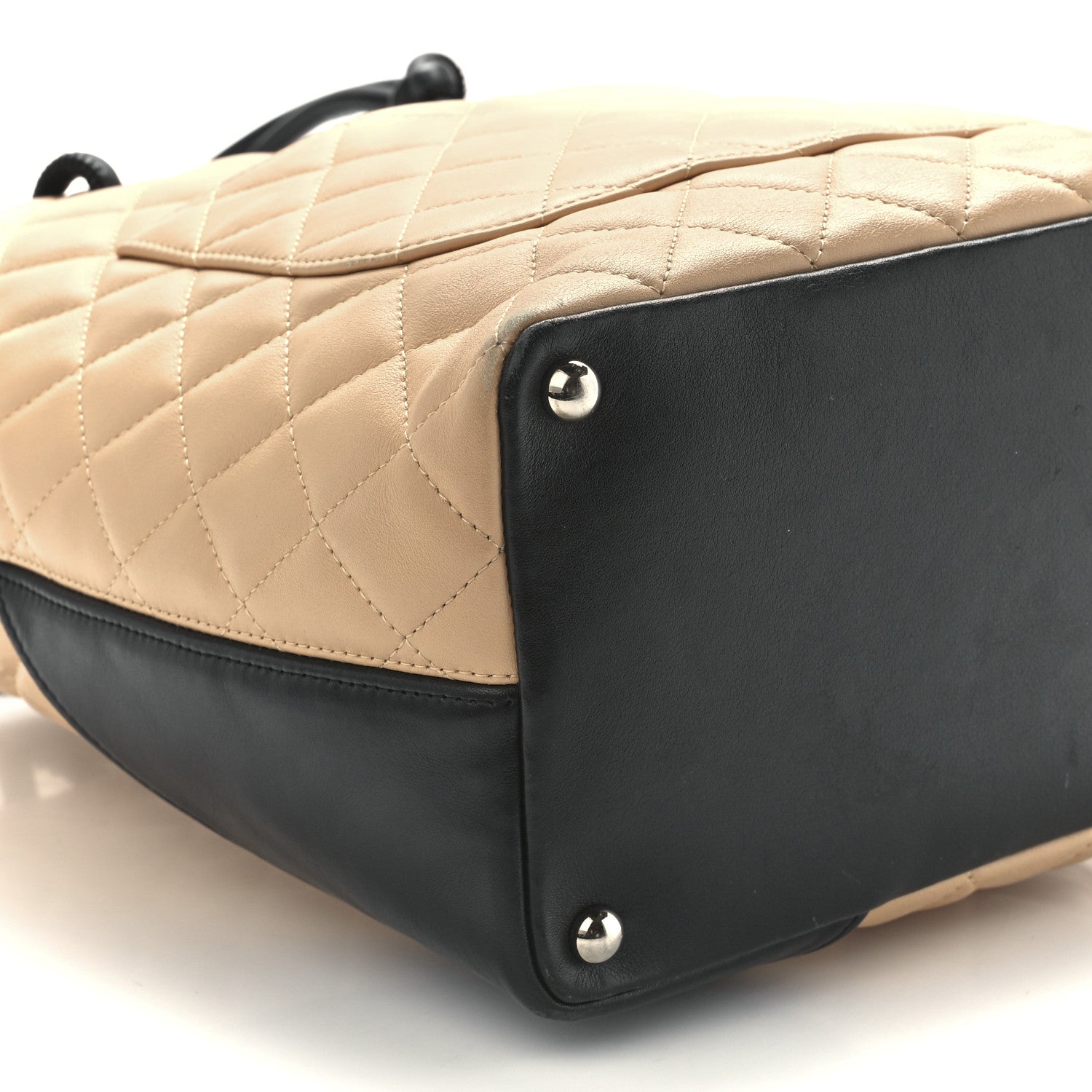 Chanel Calfskin Quilted Medium Cambon Tote Beige Black 10 of 11