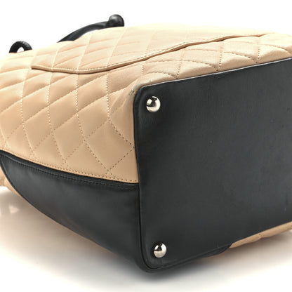 Chanel Calfskin Quilted Medium Cambon Tote Beige Black 10 of 11