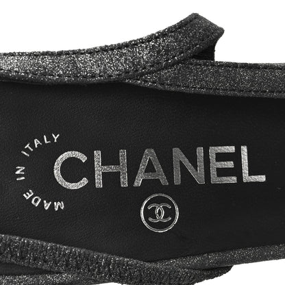 Chanel Lambskin Grosgrain Cap Toe CC Slingback Sandals 41 Black Silver 7 of 7