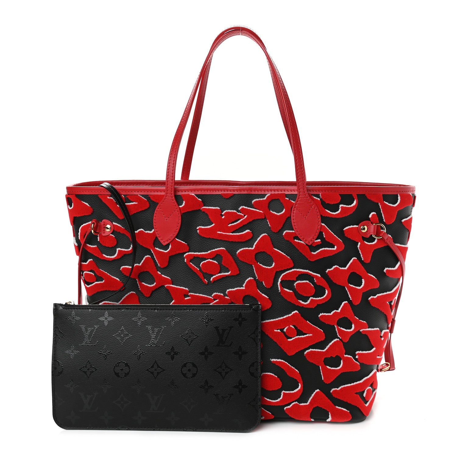 Louis Vuitton X UF Tufted Monogram Neverfull MM Black Red 1 of 10