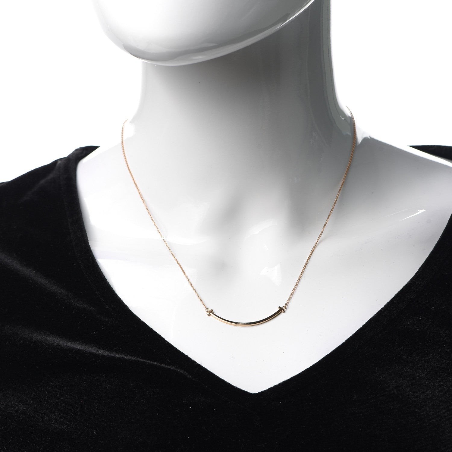 Tiffany 18K Rose Gold Small T Smile Pendant Necklace 2 of 6