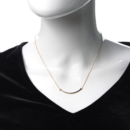 Tiffany 18K Rose Gold Small T Smile Pendant Necklace 2 of 6