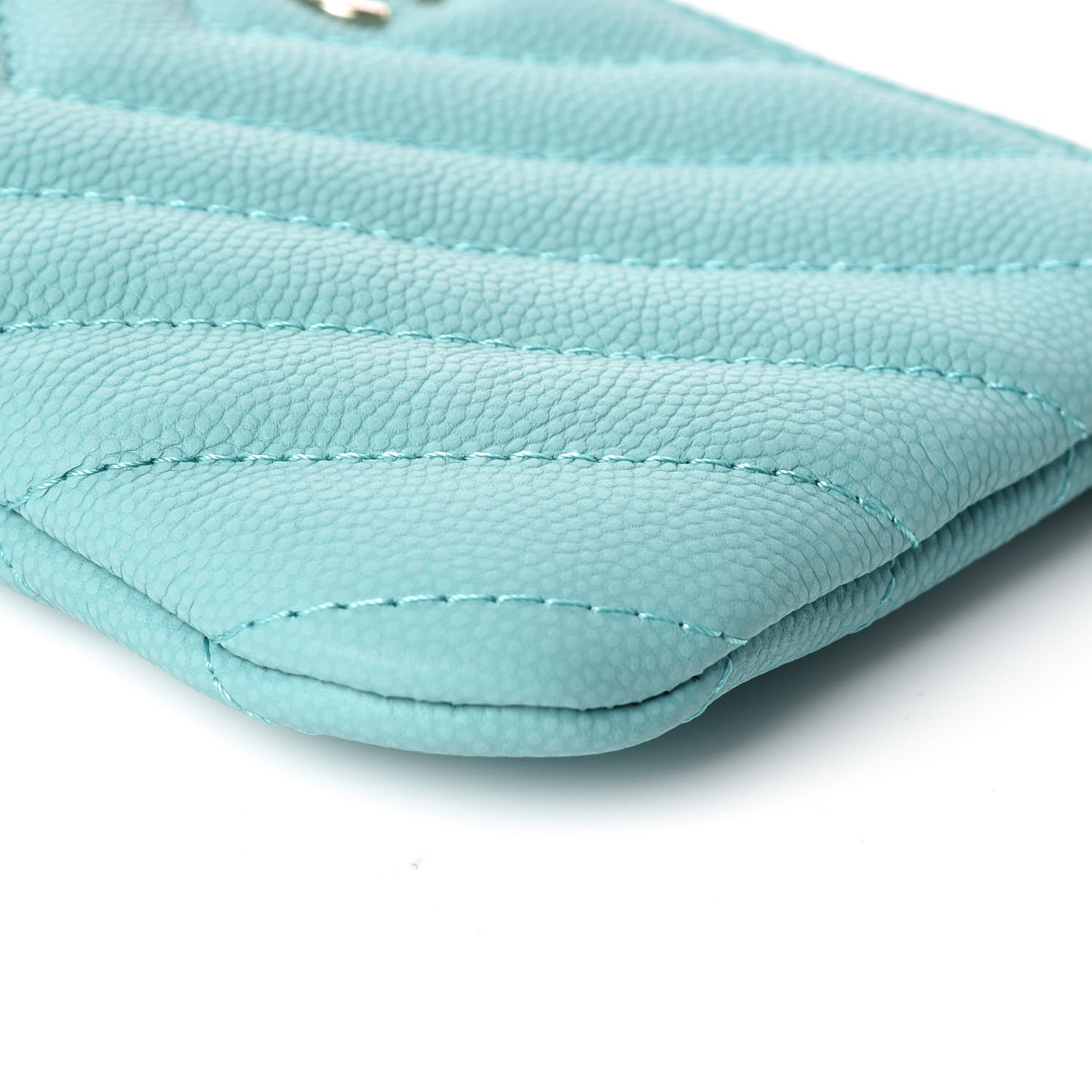 Chanel Caviar Chevron Quilted Small Cosmetic Case Green 6 of 10