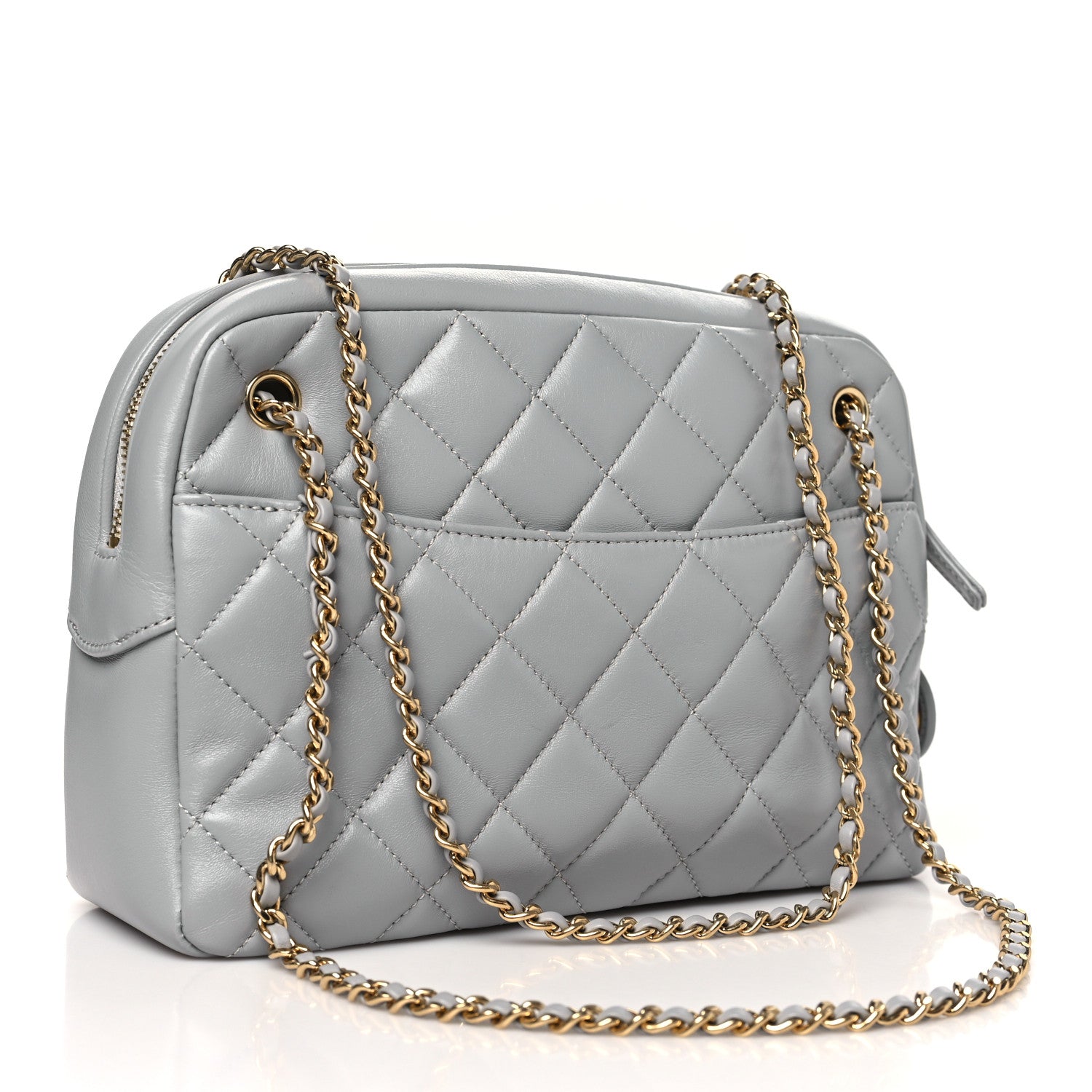 Chanel Shiny Lambskin Quilted Medium Camera Case Grey 3 of 10